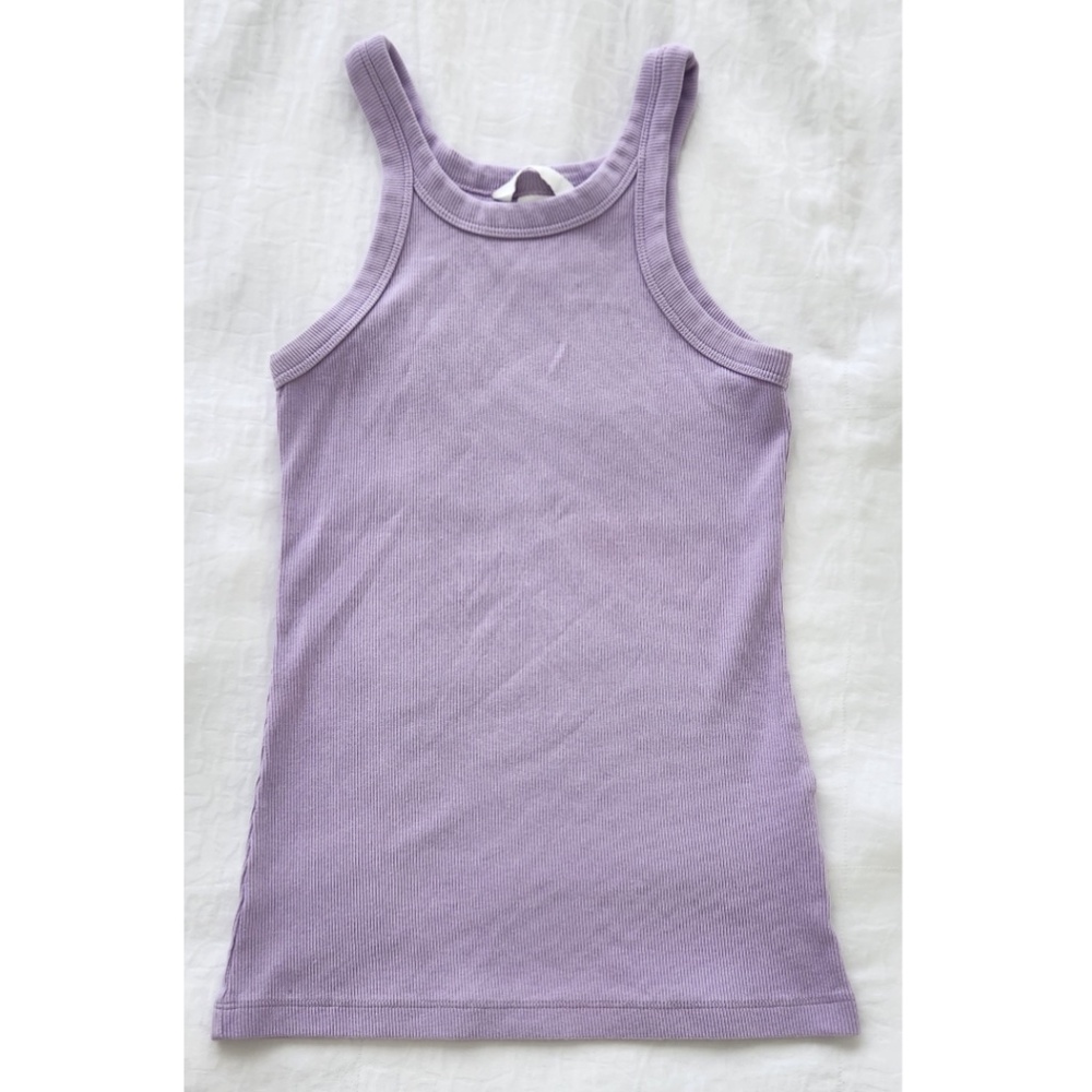 H&M Ribbed Racerback Tank Top in Light Purple (Lavender) | XS